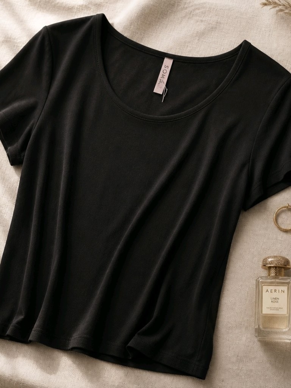 Soma Black Scoop Neck Short Sleeve Tee